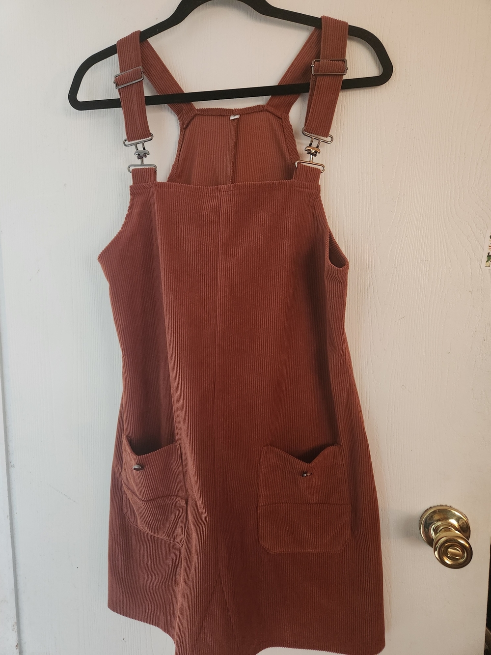 Corduroy Overall Dress in Rusty Brown